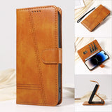 Flip Wallet Card Slot Line Leather Case For iPhone