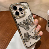 Diamond Butterfly Plating Case for iPhone