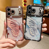 Plating Glitter Butterfly Rhinestone Diamond Case For iPhone