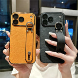 Wrinkle Leather Strap Shockproof Case For iPhone