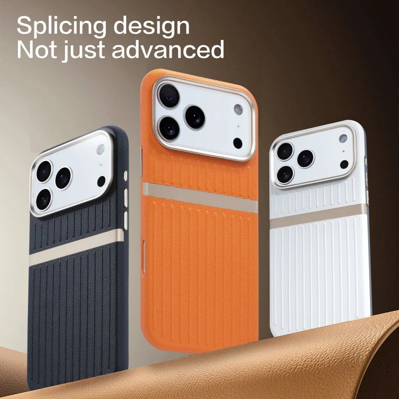 Strong Magnet Embossed Textured Leather Case For iPhone