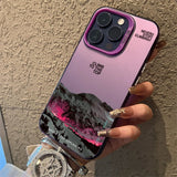 Snow Mountain Landscape Electroplate Silver Case For iPhone