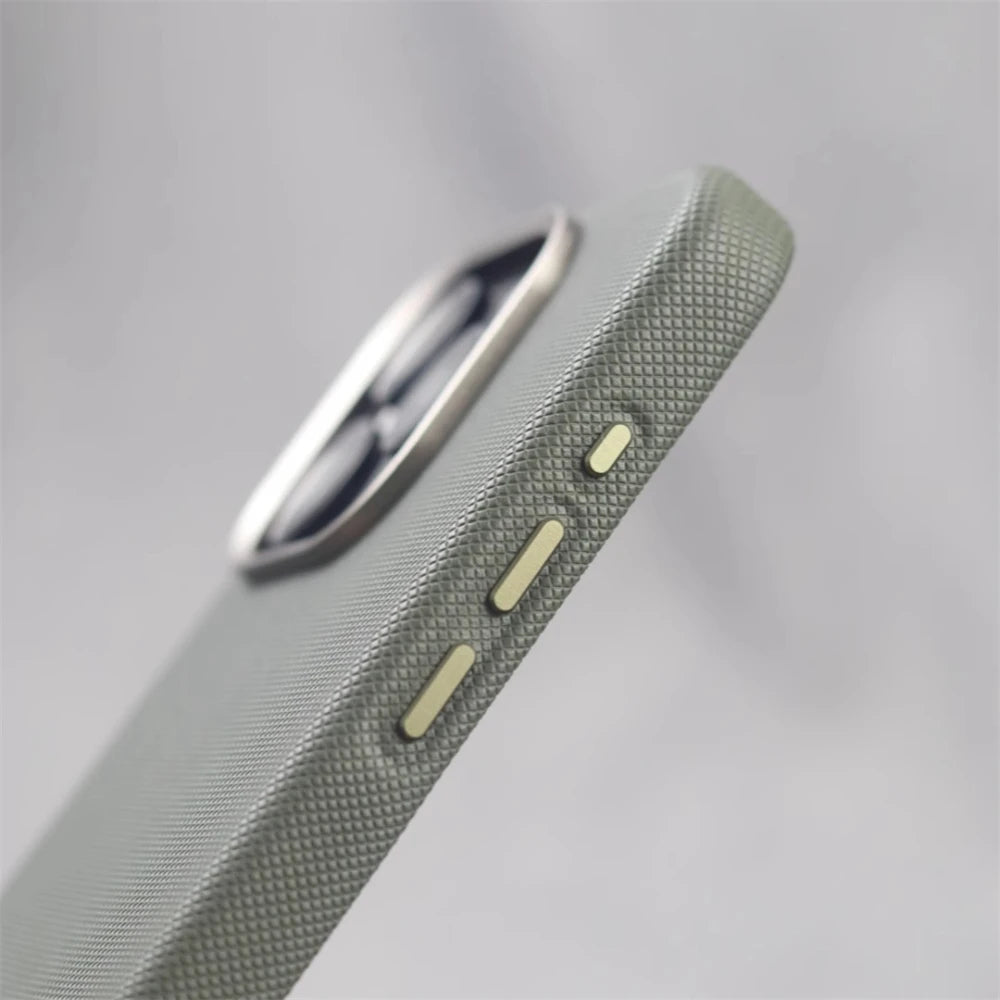 Alloy Lens Frame Particle Leather Magnetic Case For iPhone