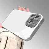 Silver Metallic Paint Electroplated Glass Case for iPhone