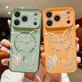 Gold Butterfly Pattern Magnetic Case For iPhone