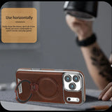 Magnetic Rotat Bracket Leather Case For iPhone