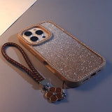 Double-sided Rhinestone Gradient Glitter Lanyard Case for iPhone