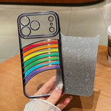 Plating Glitter Diamond Rainbow Quicksand Case For iPhone