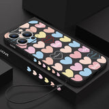 Luxury Colorful Love Hearts Lanyard Case For iPhone