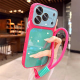 Luxury Lanyard Hit Contrast Color Glossy Case for iPhone