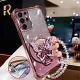 Crystal Bracelet Glitter Butterfly Mirror Stand Case For Samsung