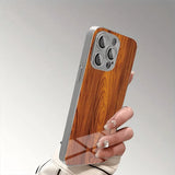 Solid Wood Texture Pattern Tempered Glass Case For iPhone