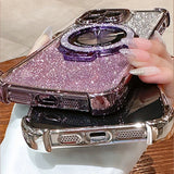 Glitter Plating Lens Protection Magnetic Holder Case for iPhone