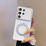 CD-Pattern MagSafe Magnetic Stand Hard Case For Samsung
