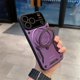 Frosted Armor Bracket Ring Holder Case For iPhone