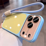 Luxury Lanyard Hit Contrast Color Glossy Case for iPhone