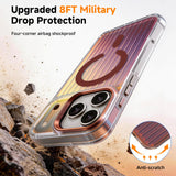 Luxury Glass Lens Kickstand Stripes Magnetic Case For iPhone