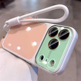 Luxury Lanyard Hit Contrast Color Glossy Case for iPhone