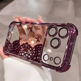 Luxury Burgundy Lace Electroplated Case for iPhone
