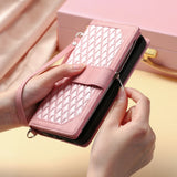 Rhombic Flap Wristlet Wallet Leather Case for Samsung