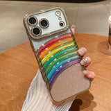 Plating Glitter Diamond Rainbow Quicksand Case For iPhone