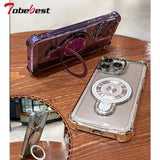Shockproof Plating Magnetic Bracket Case for iPhone