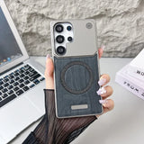 Wood Grain Frameless Leather Case For Samsung