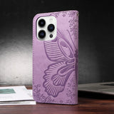 Leather Printed Butterfly Wallet Flip Case For iPhone