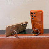 CD-Pattern MagSafe Magnetic Stand Hard Case For Samsung