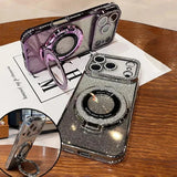 Transparent Diamond Glitter Magnetic Case for iPhone