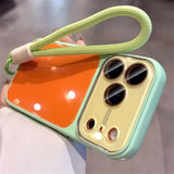Luxury Lanyard Hit Contrast Color Glossy Case for iPhone