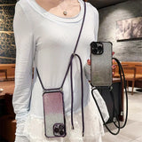 Crossbody Lanyard Glitter Case For iPhone