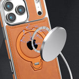 Magnetic Rotat Bracket Leather Case For iPhone