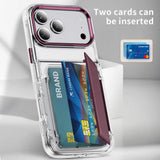 Dual Card Slot Wallet Transparent Bracket Case for iPhone