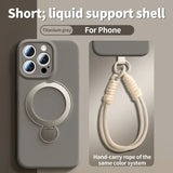 lanyard Liquid Silicone Bracket Magnetic Case For iPhone