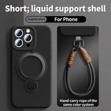 lanyard Liquid Silicone Bracket Magnetic Case For iPhone