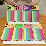 Dopamine Rainbow Stripe Jelly Case for iPhone