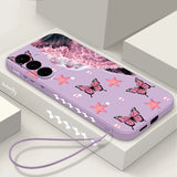 Bowknot Print Soft TPU Lanyard Case For Samsung