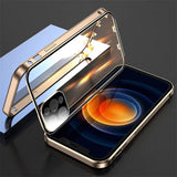 360° Metal Magnetic Double Sided Glass Case For iPhone