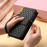 Rhombic Flap Wristlet Wallet Leather Case for Samsung