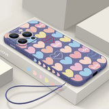 Luxury Colorful Love Hearts Lanyard Case For iPhone