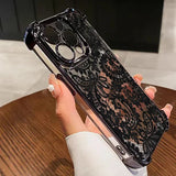 Luxury Burgundy Lace Electroplated Case for iPhone