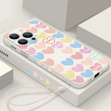 Luxury Colorful Love Hearts Lanyard Case For iPhone