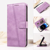 Flip Wallet Card Slot Line Leather Case For iPhone