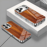 Solid Wood Texture Pattern Tempered Glass Case For iPhone