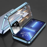 360° Metal Magnetic Double Sided Glass Case For iPhone