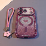 Rhinestone Glitter Magnetic Heart Case for iPhone