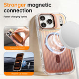 Luxury Glass Lens Kickstand Stripes Magnetic Case For iPhone
