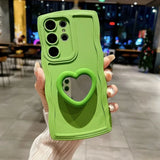 Mirror Love Heart Bracket Case For Samsung