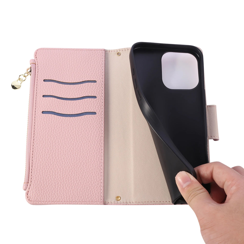 Crossbody Zipper Cards Solt Leather Wallet Case For iPhone